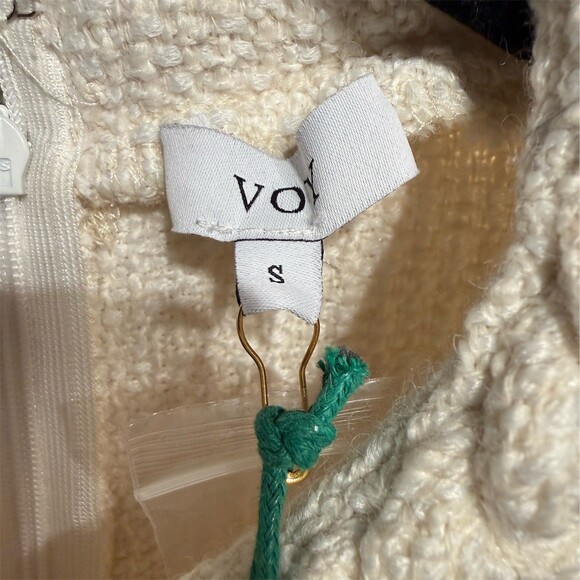 VOY Dress Womens Size SMALL Cream Mini Shift Short Sleeve Gold Buttons NWT - Picture 6 of 9